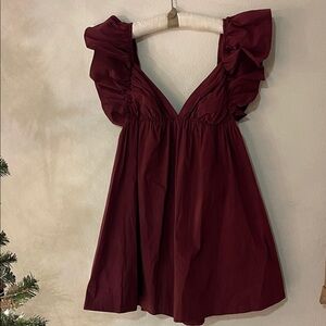 Ruffled Burgundy Babydoll Dress